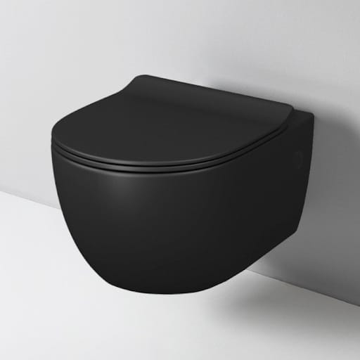 Artceram toilet mat zwart met Tece inbouwreservoir en bedieningspaneel Solid