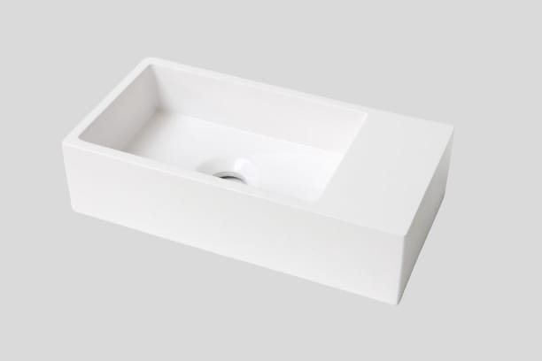 Mastello teak toiletmeubel Bali rechts en polystone toiletfontein glans wit met kraangat - 36 cm