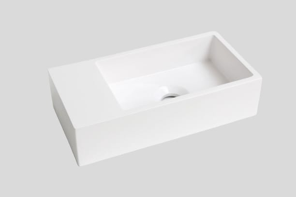 Mastello teak toiletmeubel Gili en polystone toiletfontein links glans wit met kraangat - 40 cm