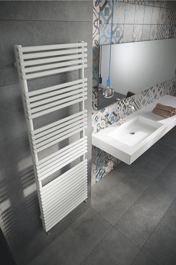Instamat handdoekradiator Bologna mat wit met aansluitset - 152 x 60 cm