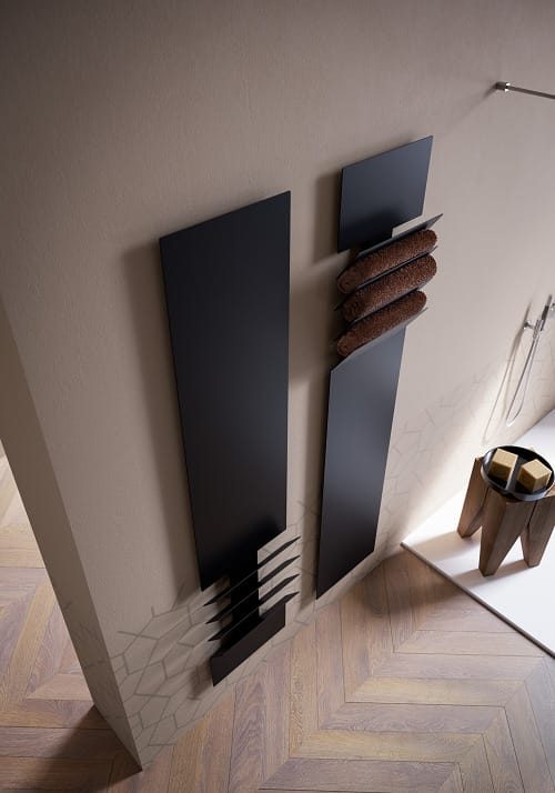 Instamat design radiator Flaps onder mat zwart met aansluitset - 201 x 35 cm