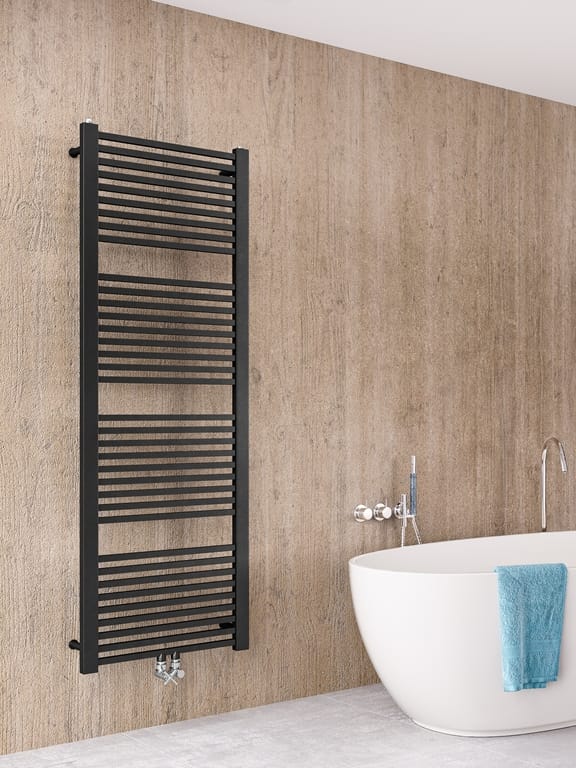 Instamat handdoekradiator Rim mat zwart met aansluitset - 74 x 60 cm