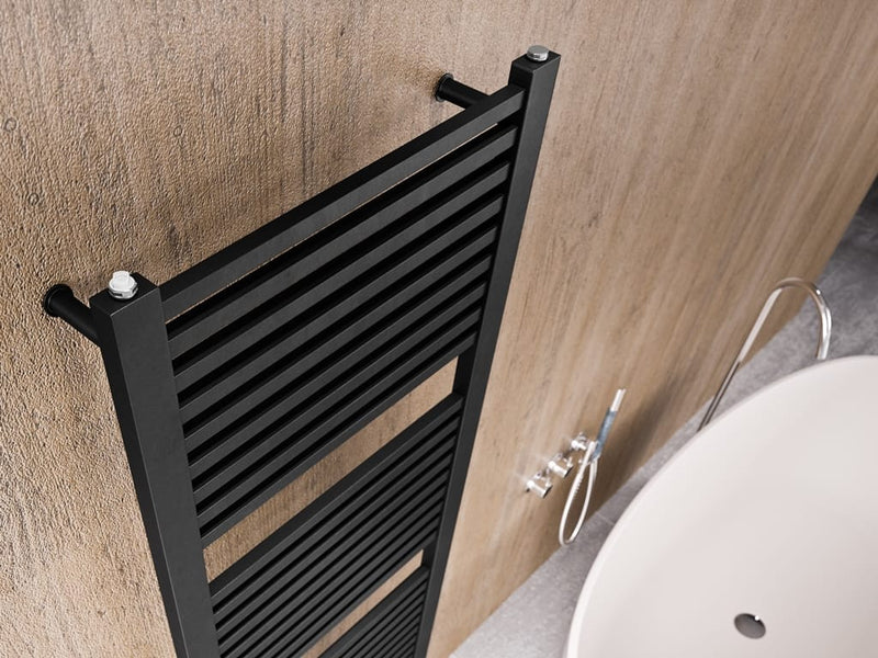 Instamat handdoekradiator Rim mat zwart met aansluitset - 74 x 50 cm