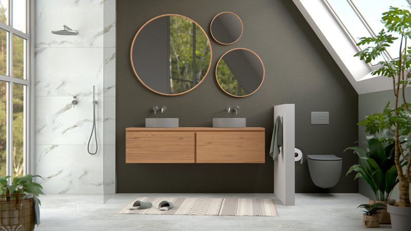 Teak plaatsen in de badkamer