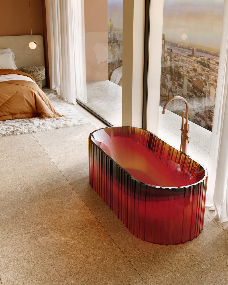 Mastello transparant vrijstaand bad Fave Amber Embrace - 170 cm
