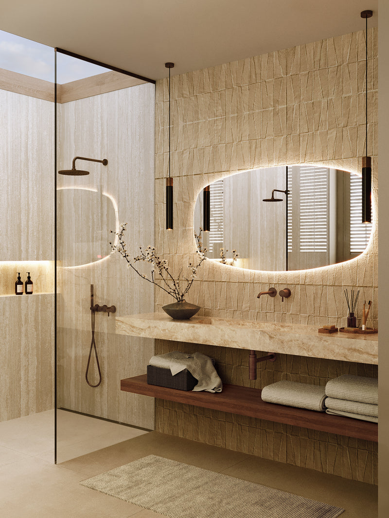 Maatwerk wastafel marmerlook in badkamerstijl Organic Textures afbeelding 4