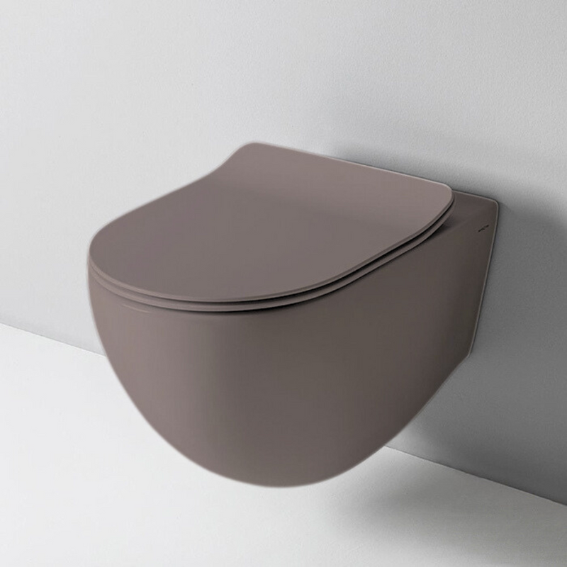 Hangend toilet rimless met soft-close toiletzitting mat tortora bruin afbeelding 1