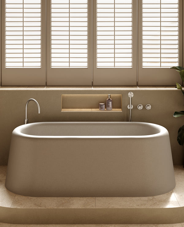 Mastello solid surface vrijstaand bad Bold sahara clay - 185 cm