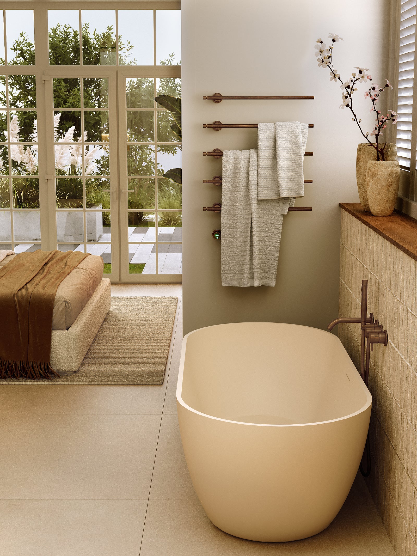 Vrijstaand bad Breez sunkissed in badkamerstijl Sleepover Moods badkamer ensuite afbeelding 1