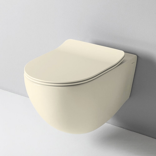 Hangend toilet rimless met soft-close toiletzitting beige afbeelding 1