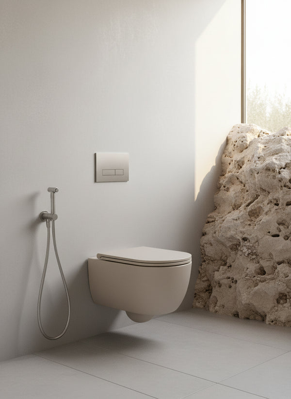 Mastello toilet Dream rimfree met soft-close toiletzitting mat mushroom