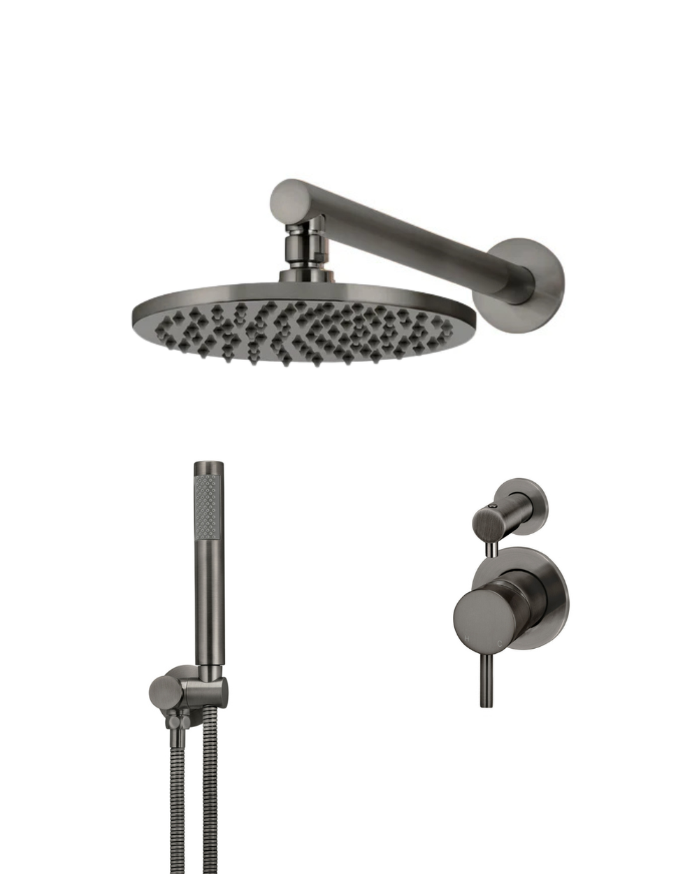 Douchekop 30 Cm Bol Regendouchekop Van Roestvrij Staal - 10 Inch - Grijze Design Met Anti-kalk Sproeiers Voor Een Luxe Douche-ervaring Regendouchekop Gun Grijs