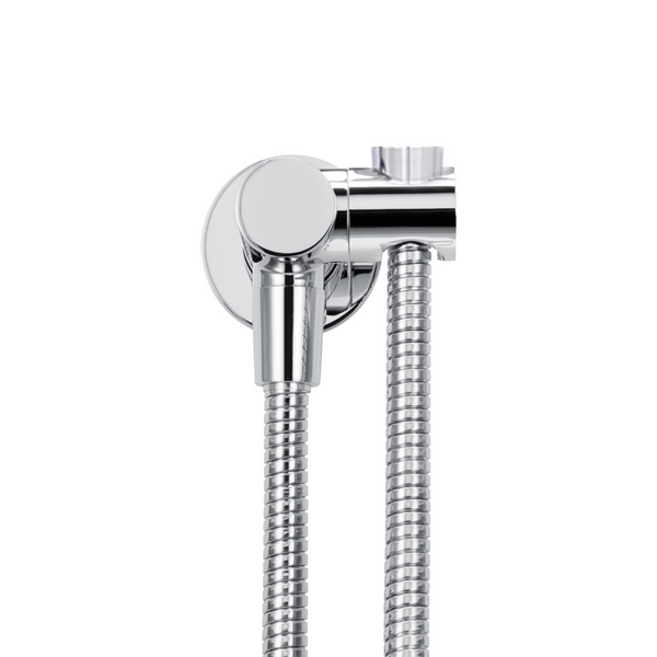 Chromen handdouchehouder met watertoevoer en slang