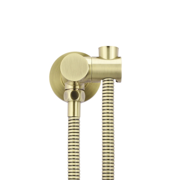 Gouden handdouchehouder met watertoevoer en slang