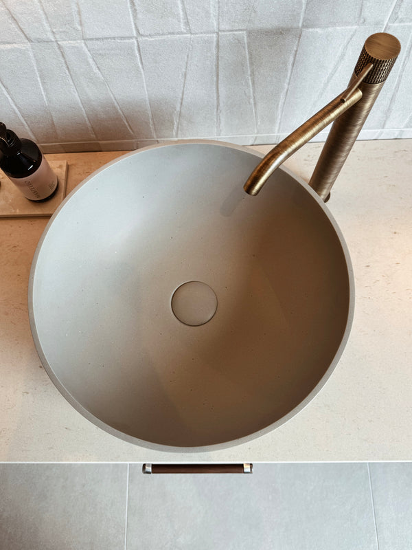 Mastello solid surface waskom Sottile rond sahara clay - 39 cm