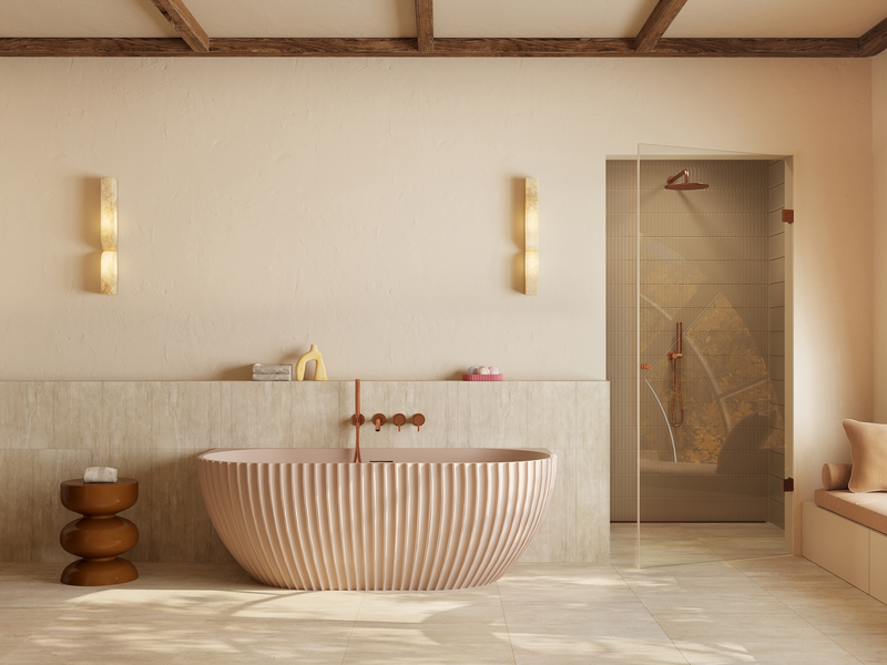 Mastello acryl half vrijstaand bad Oyster sunkissed - 170 cm