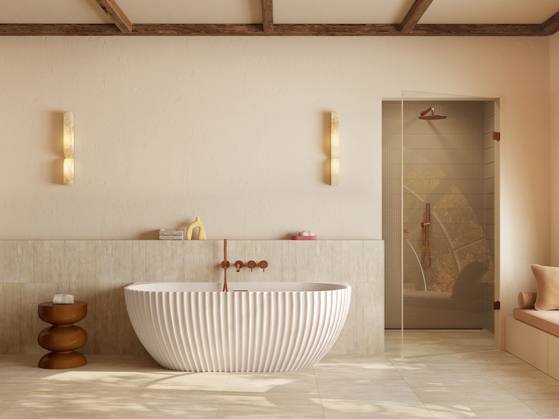 Mastello acryl half vrijstaand bad Oyster mat wit - 170 cm