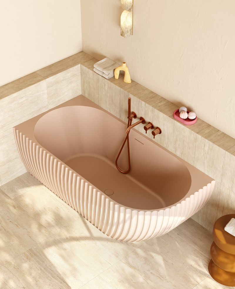 Mastello acryl half vrijstaand hoekbad links Oyster sunkissed - 170 cm