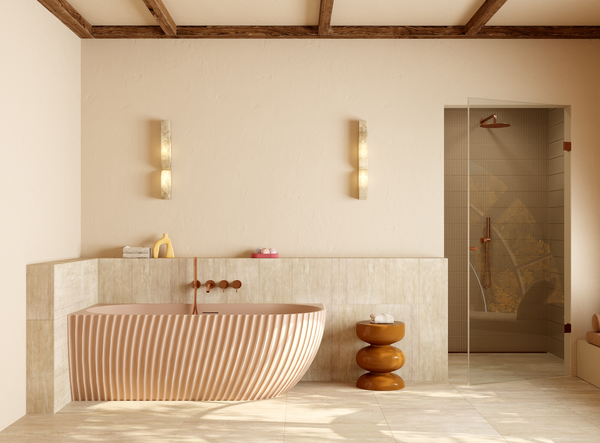 Mastello acryl half vrijstaand hoekbad links Oyster sunkissed - 170 cm