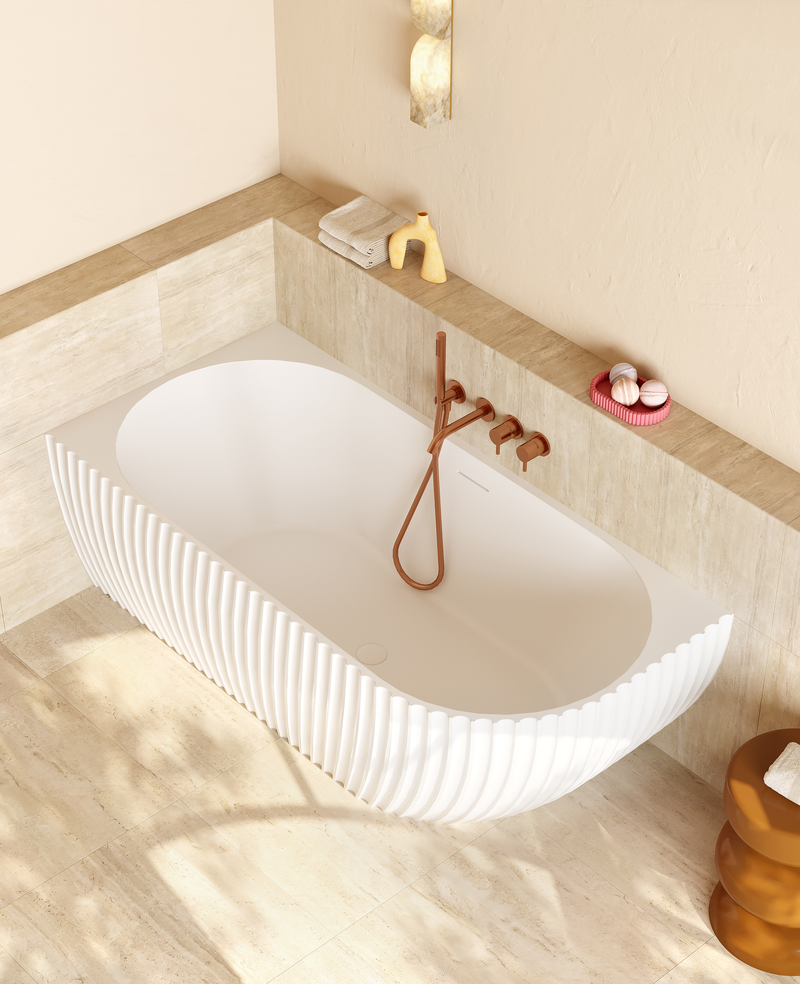 Mastello acryl half vrijstaand hoekbad links Oyster mat wit - 170 cm