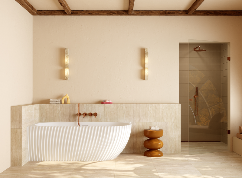 Mastello acryl half vrijstaand hoekbad links Oyster mat wit - 170 cm