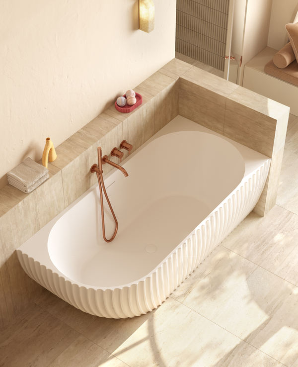 Mastello acryl half vrijstaand hoekbad rechts Oyster mat wit - 170 cm