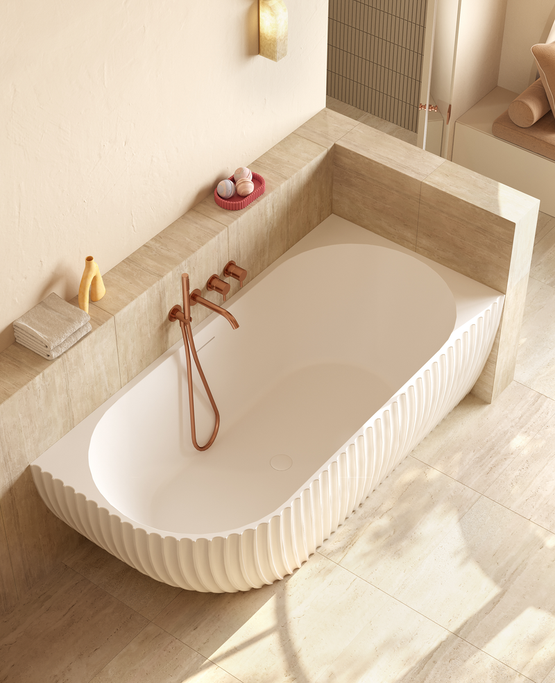 Mastello acryl half vrijstaand hoekbad rechts Oyster mat wit - 170 cm