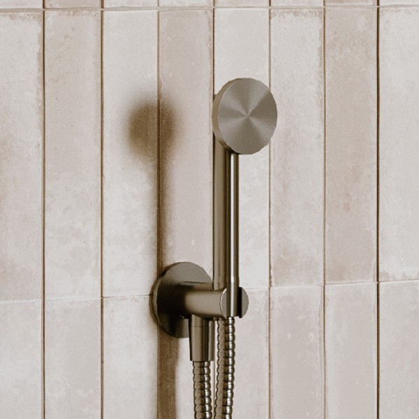 RVS handdouche rond in badkamerstijl Organic Textures