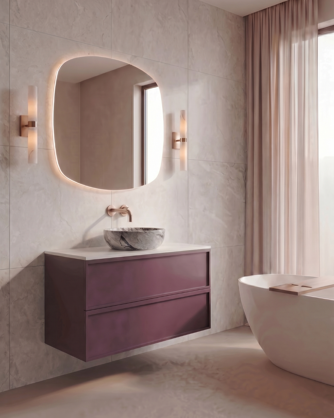 Mastello badmeubel Sumi dubbel berry met solid top