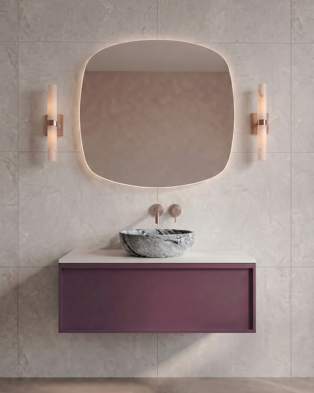 Mastello badmeubel Sumi enkel berry met solid top