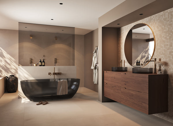 Spa en wellness badkamer met beige ontwerp