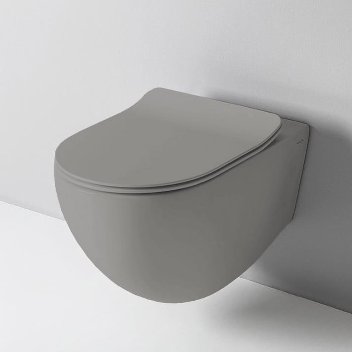 Artceram toilet mat olijf grijs met Tece inbouwreservoir en bedieningspaneel Now