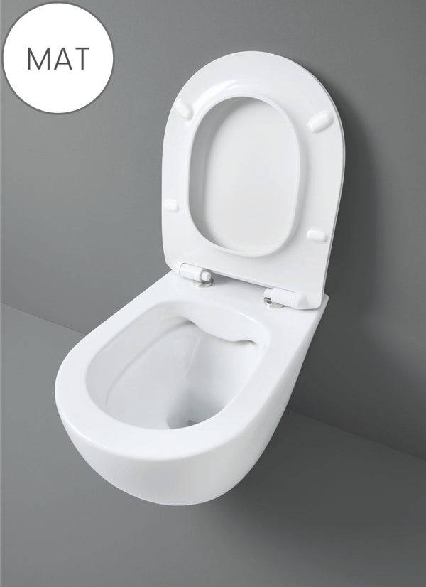 Hangend toilet rimless met soft-close toiletzitting mat wit 7