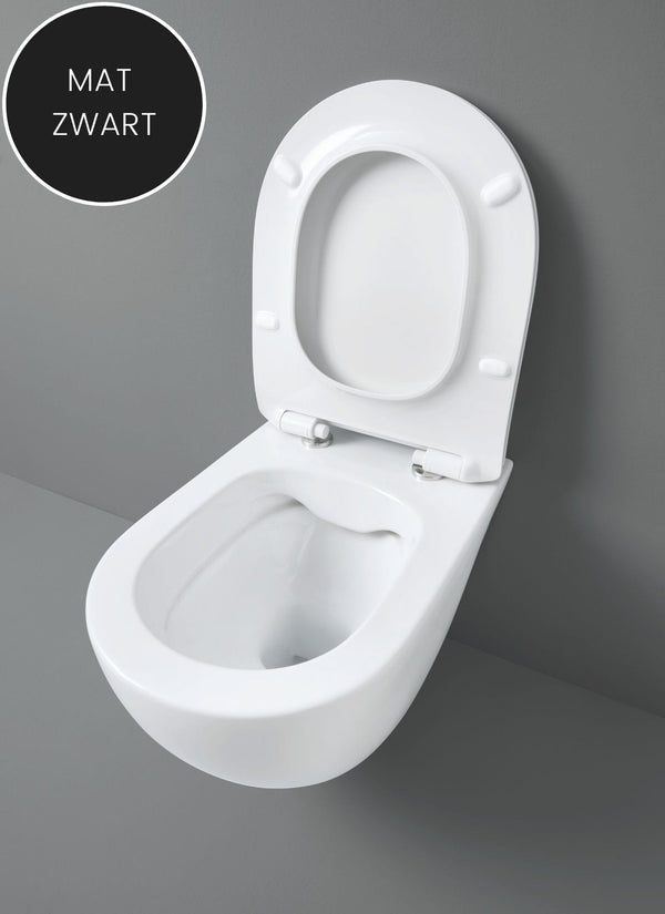 Hangend toilet rimless met soft-close toiletzitting mat zwart 4