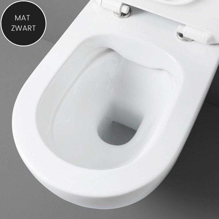 Artceram toilet mat zwart met Tece inbouwreservoir en bedieningspaneel Loop