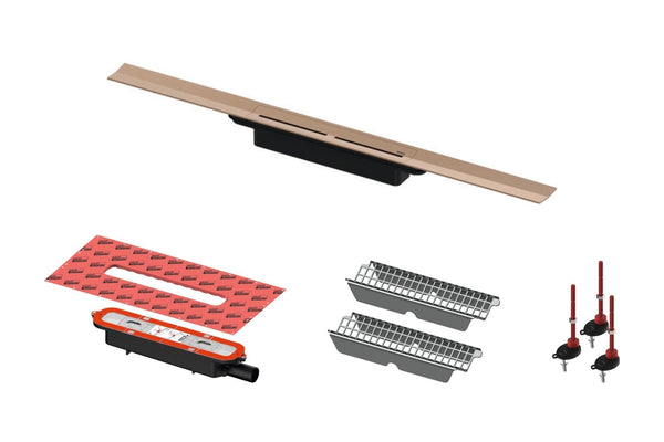 Douchegoot set geborsteld rosé goud RVS 1
