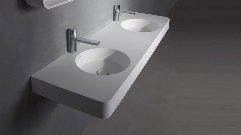 Ideavit solid surface dubbele wastafel Solidbrio mat wit - 150 cm