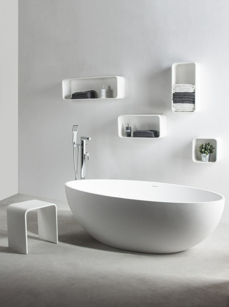 Ideavit solid surface vrijstaand bad Solidellipse mat wit - 180 cm