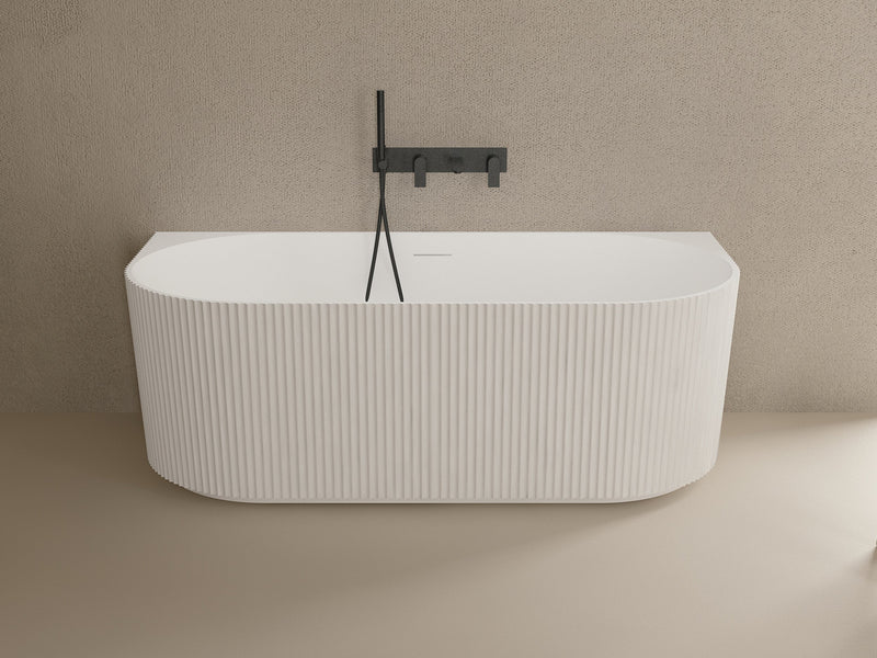 Mastello acryl half vrijstaand bad Flow ribbed mat wit 170 cm - afbeelding 4