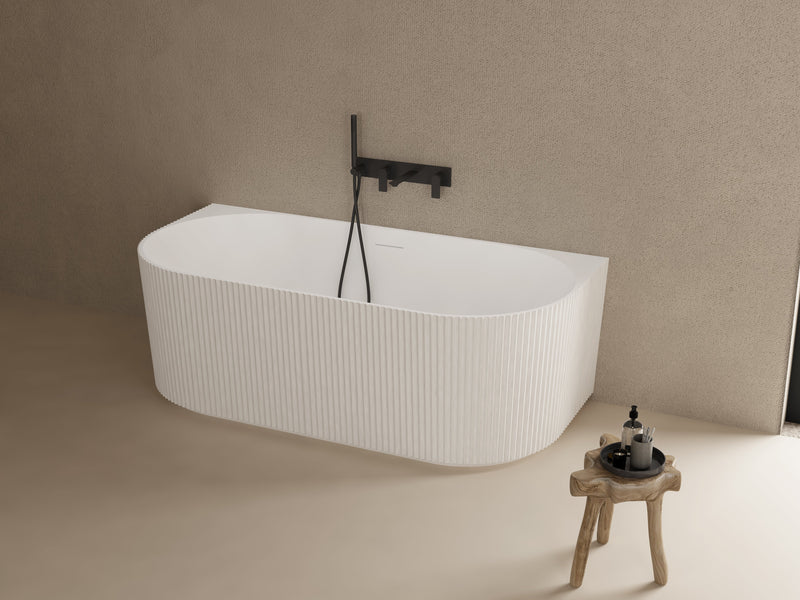 Mastello acryl half vrijstaand bad Flow ribbed mat wit 170 cm - afbeelding 5
