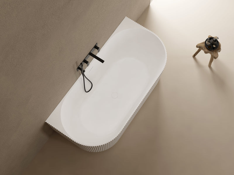 Mastello acryl half vrijstaand bad Flow ribbed mat wit 170 cm - afbeelding 6