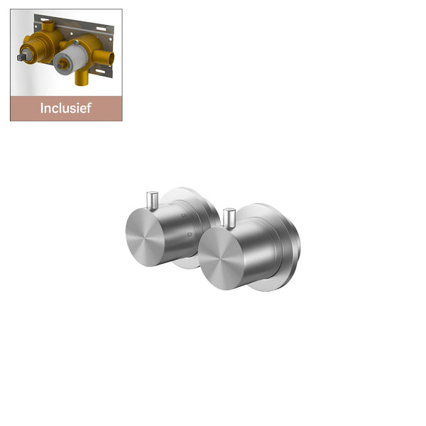 Mastello RVS inbouw & afbouwdeel thermostaatkraan met omstel horizontaal