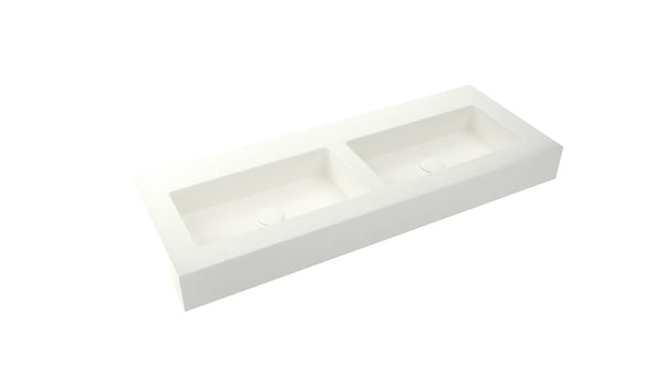 Mastello dubbele wastafel Foss washed mat wit 120 cm