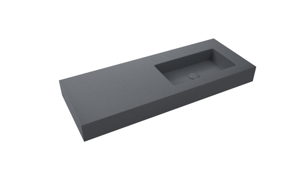 Mastello enkele wastafel Foss rechts washed mat zwart 120 cm