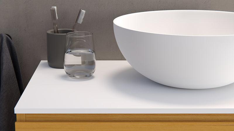 Mastello solid surface waskom Sottile rond mat wit 25 cm afbeelding 2