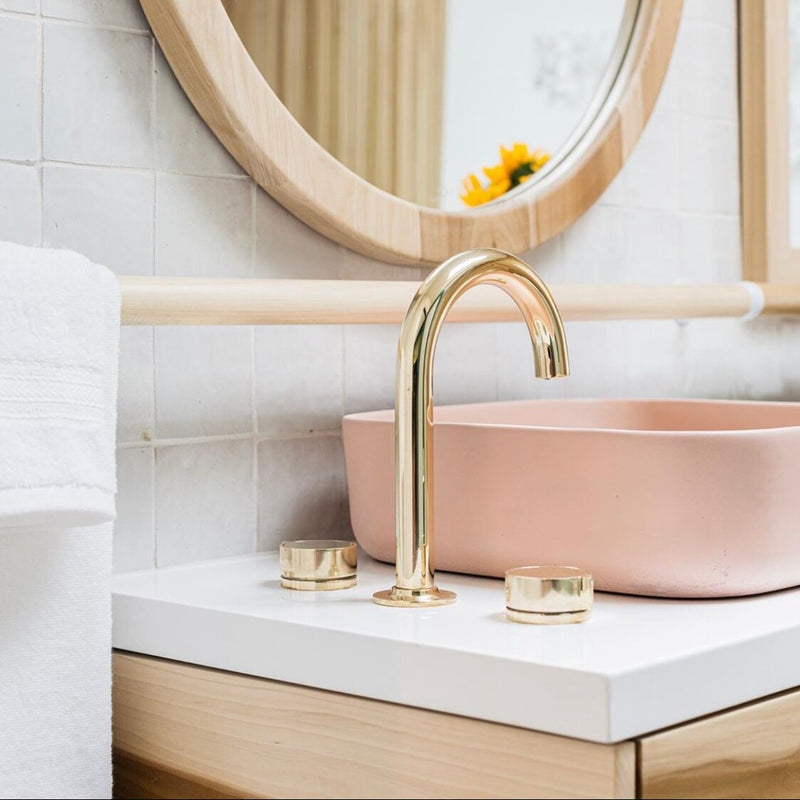 Nood betonnen waskom Cube vierkant Blush Pink - 39 cm