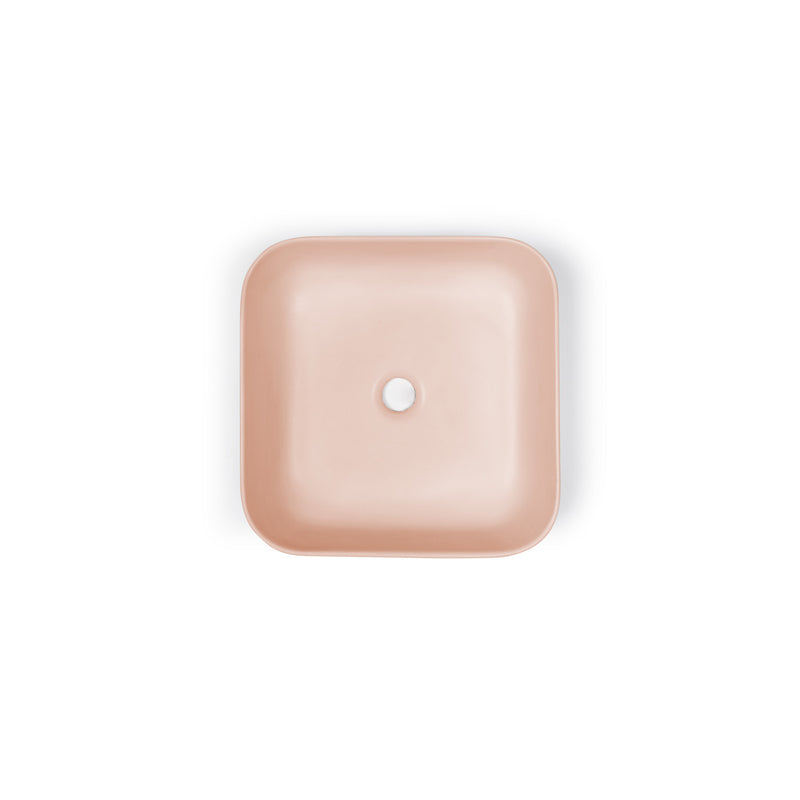 Nood betonnen waskom Cube vierkant Pastel Peach - 39 cm
