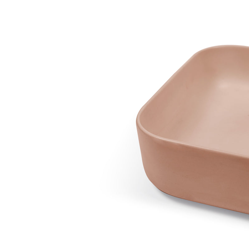 Nood betonnen waskom Cube vierkant Pastel Peach - 39 cm