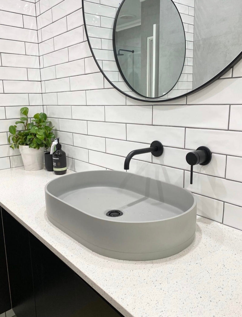 Nood betonnen waskom Pill ovaal Sky Grey - 58 cm