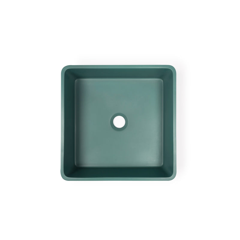 Nood betonnen waskom Vesl vierkant Teal - 40 cm